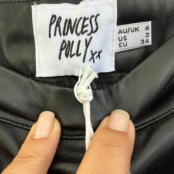 Princess Polly Faux Leather Flare Pants Black Size 2 NWT - Picture 4 of 8